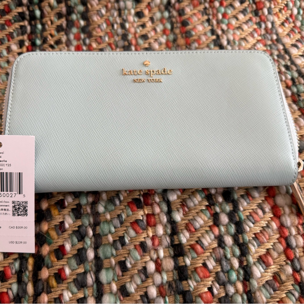 Kate Spade Light Blue/Green Wallet with Silver Accent